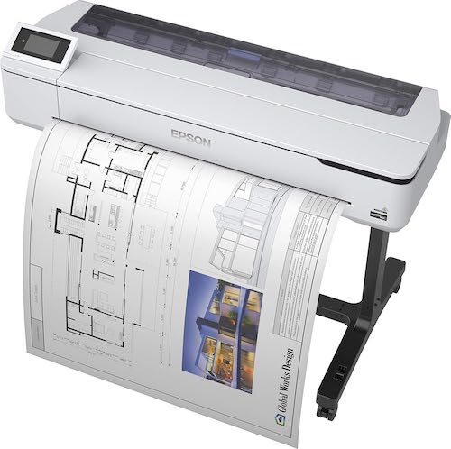Der Epson C11CF12301A0 SureColor SC-T5100 / CAD-Plotter hellgrau in Ansicht schräg von oben