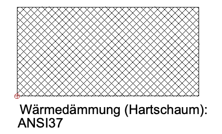 Schraffur Wärmedämmung (Hartschaum): ANSI37 Beschreibung: Kreuzschraffur im 45°-Winkel.