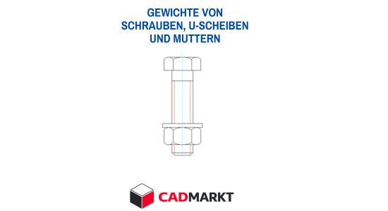 Darstellung Sechskantschraube mit Mutter - Gewichte von Schrauben, Muttern und Scheiben