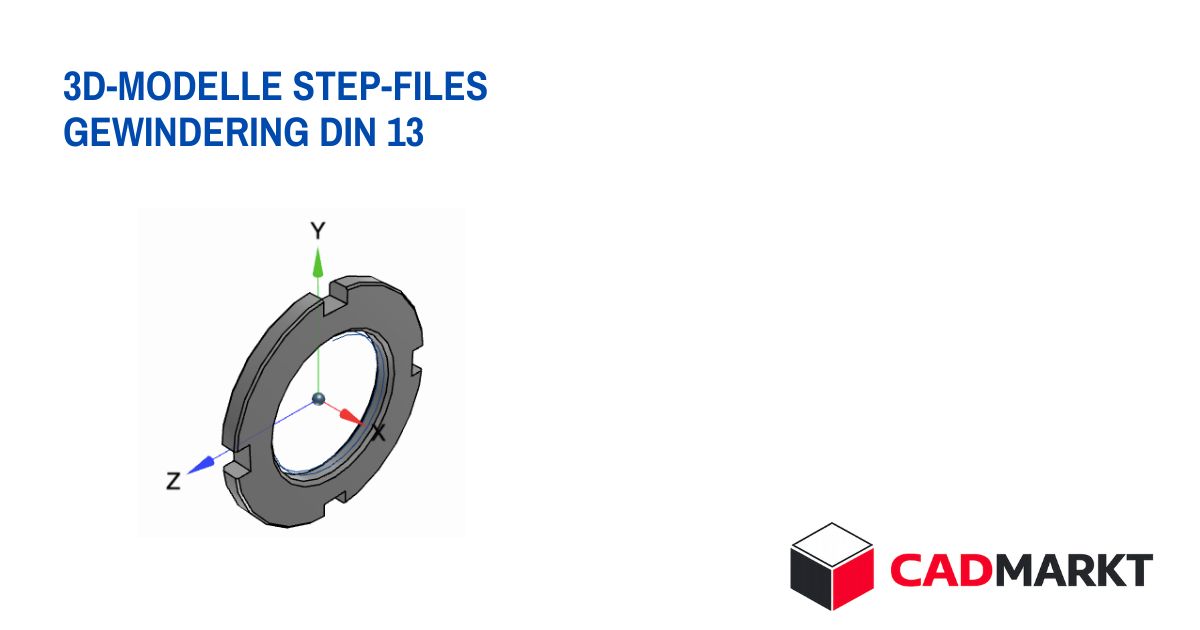 Technische Darstellung eines Gewinderinges nach DIN 13 als  3D-Model 