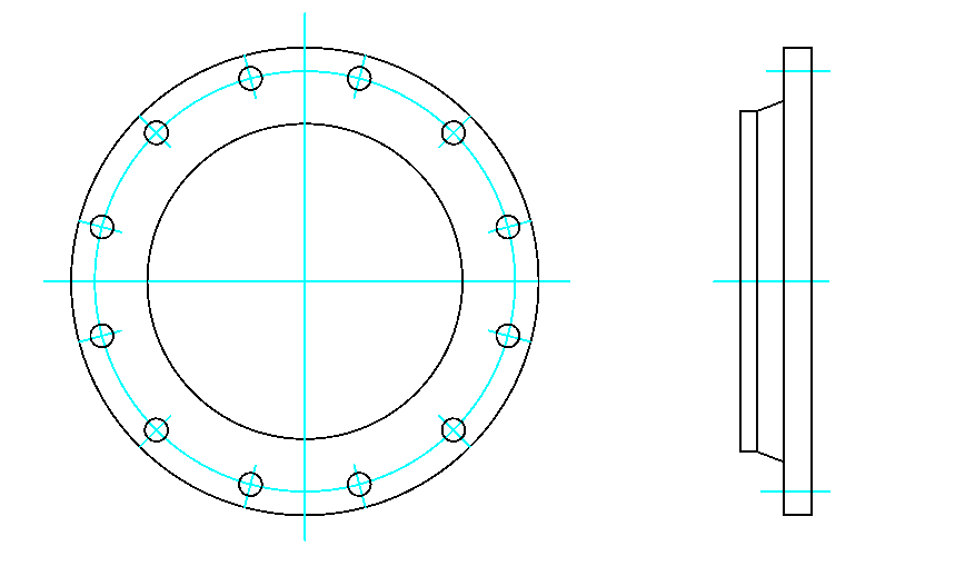 DWG Vorschau Vorschweißflansch DN 200 PN 10"