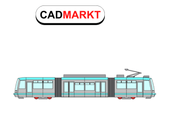 Technische Zeichnung eines Elecrtic-Train in Seitenansicht.