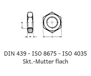 DIN 439 - ISO 8675 - ISO 4035  Skt.-Mutter flach