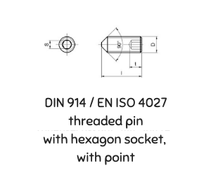 DIN 914 ISO 4027  THREADED PIN WITH HEXAGON SOCKET, WITH POINT