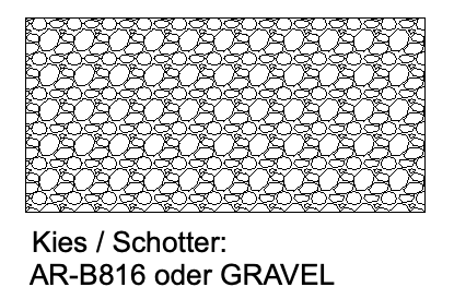Schraffur Kies / Schotter: AR-B816 oder GRAVEL Beschreibung: Gröbere Kieselsteine und Konturen.