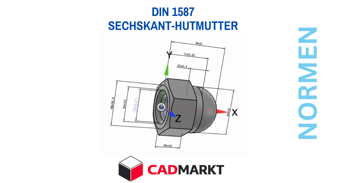 DIN 1587 Sechskant-Hutmutter, hohe Form Definition, Verwendung und Downloads
