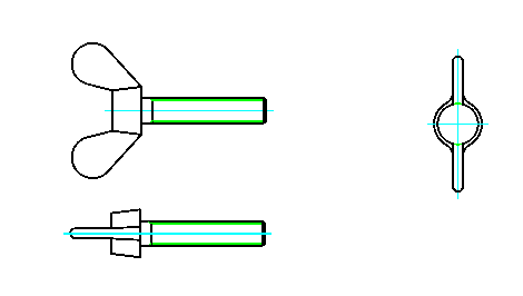 DIN 316 - Flügelschrauben 2D-Block Format: DWG - 3 Ansichten