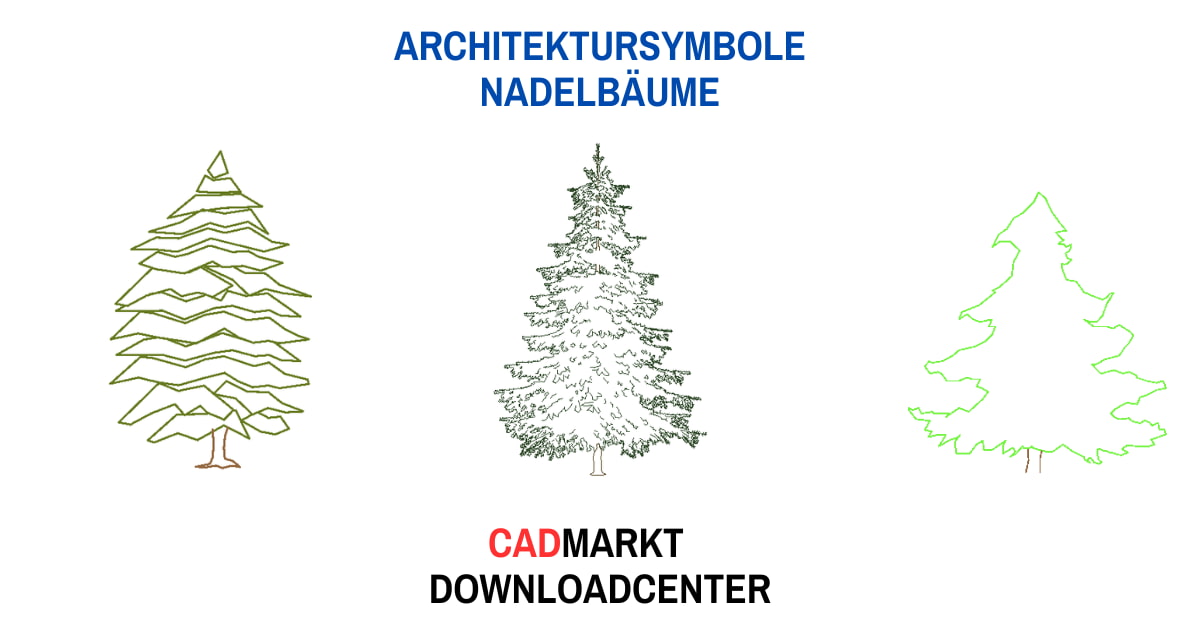 Nadelbäume - 2D-Blocke Format: DWG - verschiedene Bäume in der Seitenansicht