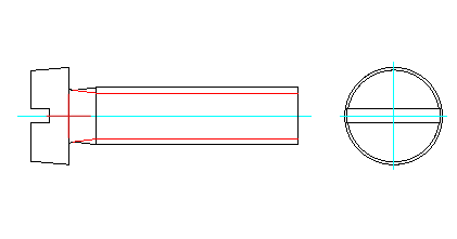 DIN 84 - ISO 1207 Zylinderkopfschrauben mit Schlitz 2D-Block Format: DWG - 2 Ansichten