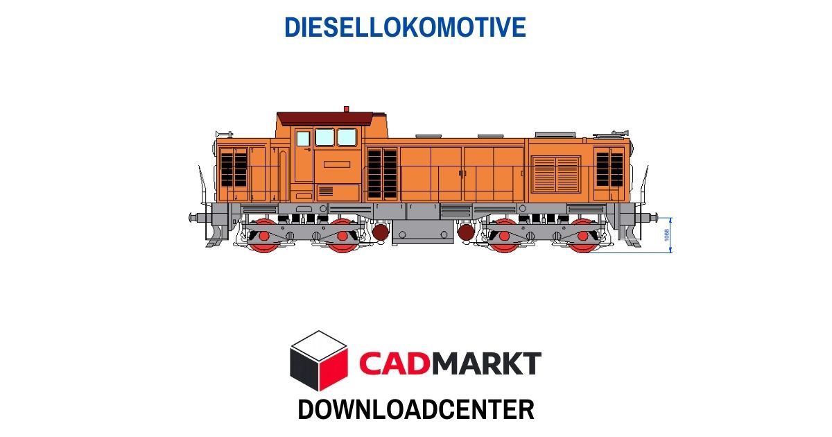 Diesellokomotive  2D-Block Format: DWG in Seitenansicht - farbige Darstellung