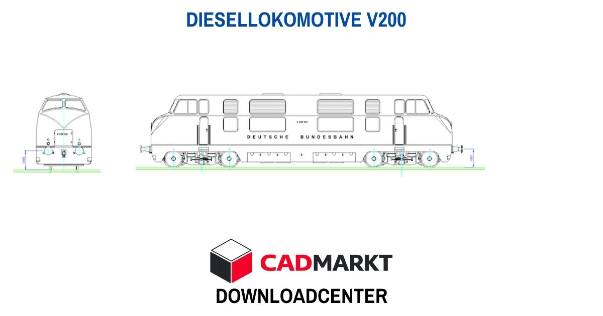 Diesellokomotive V200 – VT 40 der Moseltalbahn 2D-Block Format: DWG