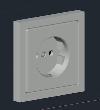 3D-Modell einer Steckdose (dwg) Isometrieansicht, Farbe grau