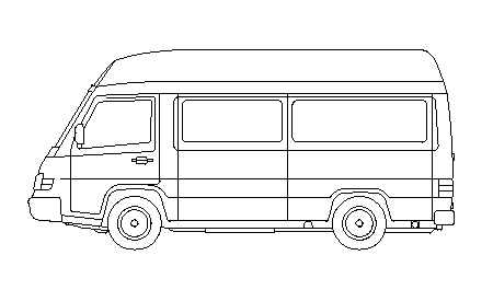 Technische Zeichnung von einem Kleinbus in der Seitenansicht, Format DWG