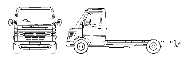 Technische Zeichnung DWG: Mercedes Transporter ohne Aufbauten nur Fahrgestell und Führerhaus