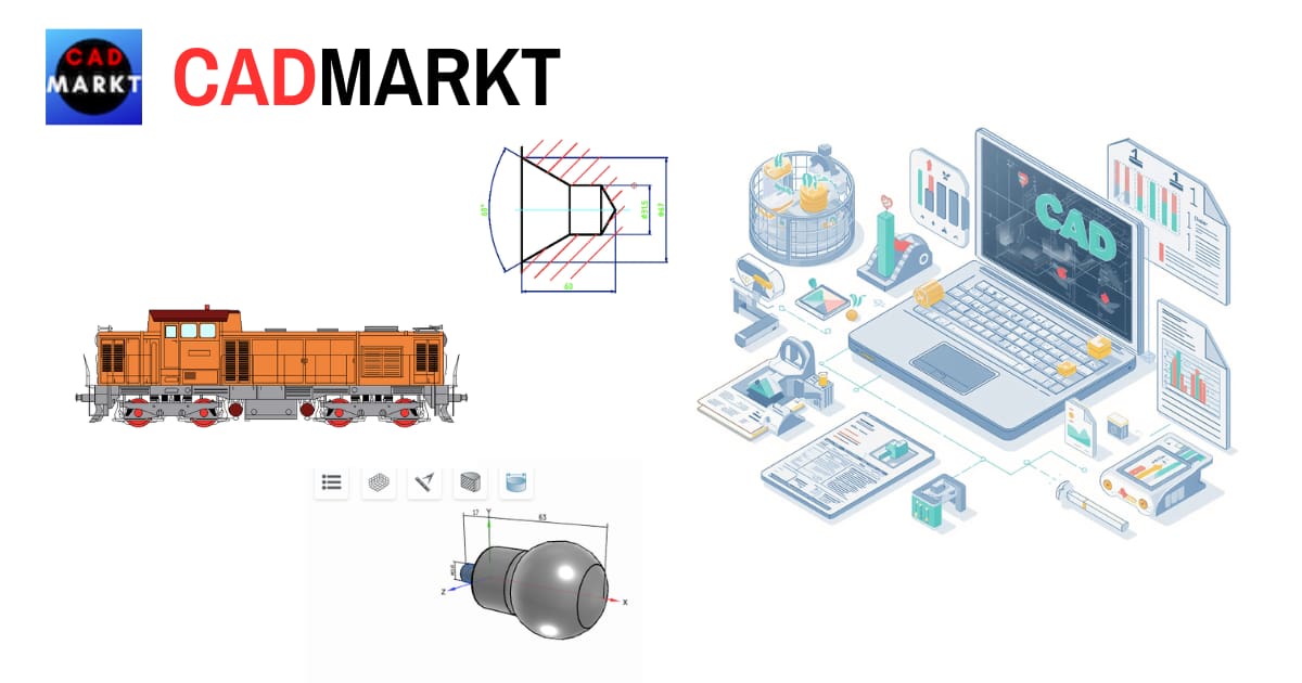CADMARKT - Bilder aus Downloadcenter, Diesellok,  Zentrierbohrung, 3D-Modell Griff
