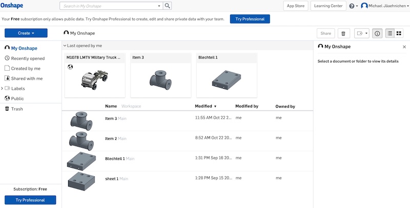Onshape Einstellungen 2